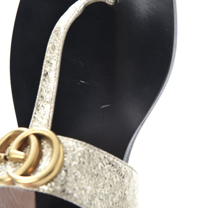 Gucci Nappa Silk Galassia GG Marmont Thong Flat Sandals 38.5 Platino 12 of 13