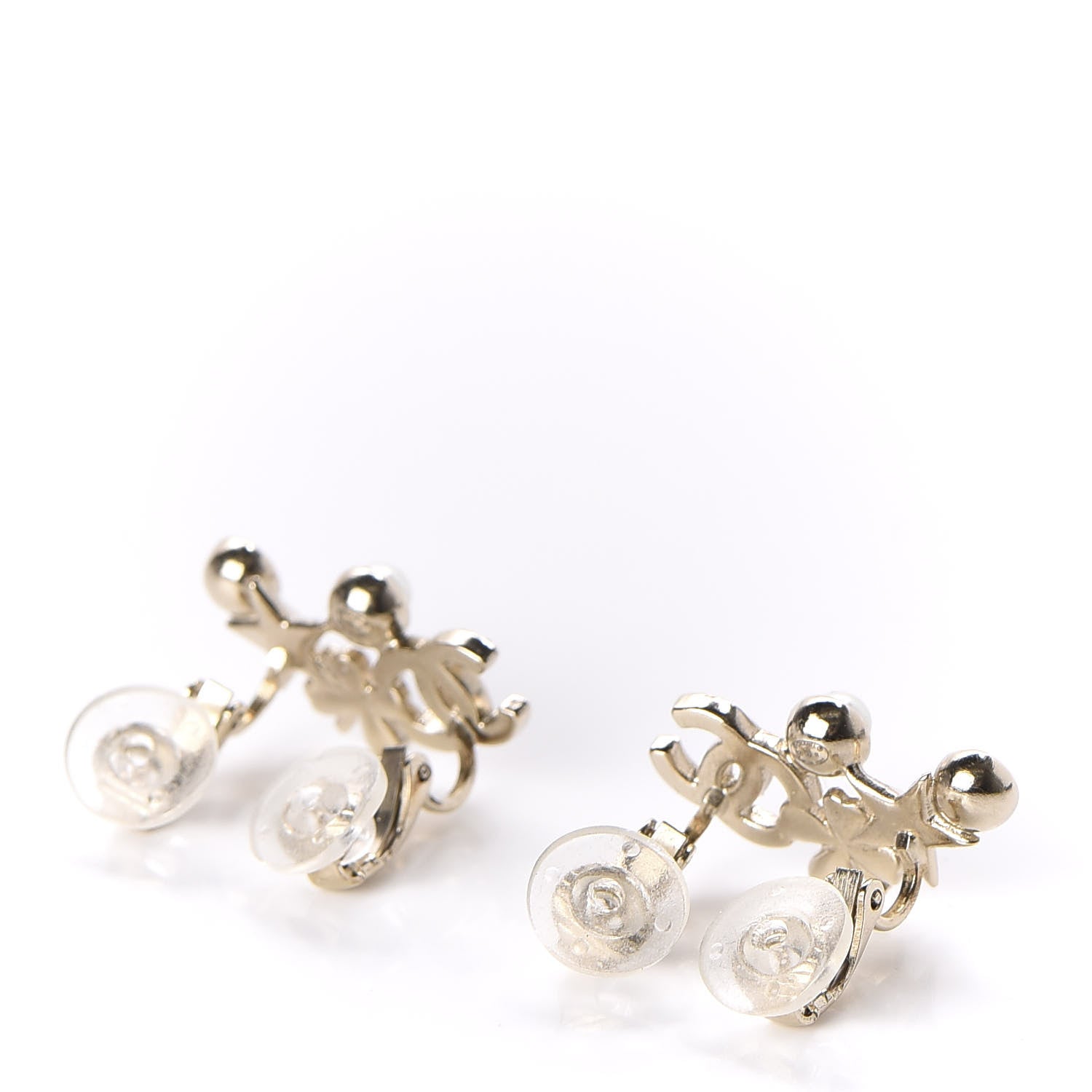 Chanel Crystal Pearl Sergeant CC Clip On Earrings Gold 3 of 5