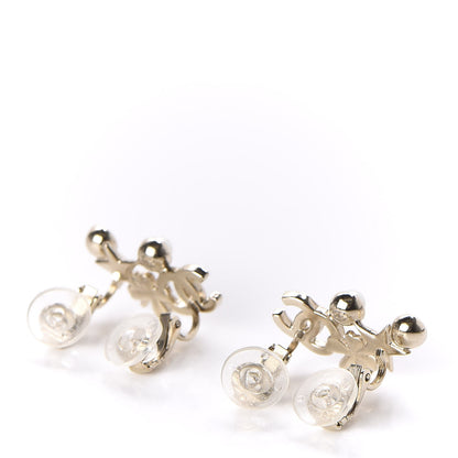 Chanel Crystal Pearl Sergeant CC Clip On Earrings Gold 3 of 5