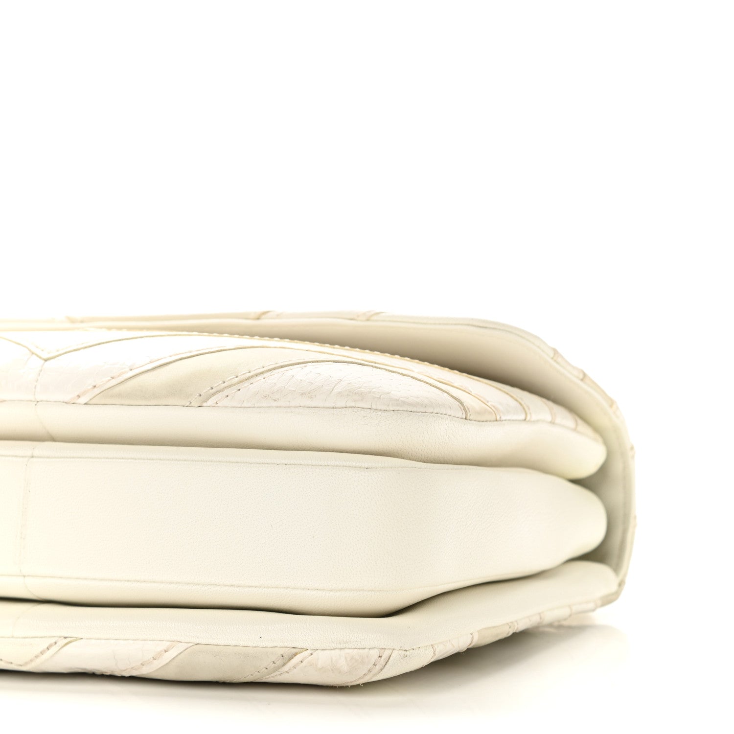 Chanel Calfskin Sheepskin Watersnake Chevron Quilted CC Small Trendy CC Dual Handle Flap Bag White 10 of 10