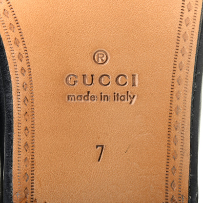 Gucci Goatskin Stripe Mens Horsebit Slingback Slippers 7 Black 6 of 8