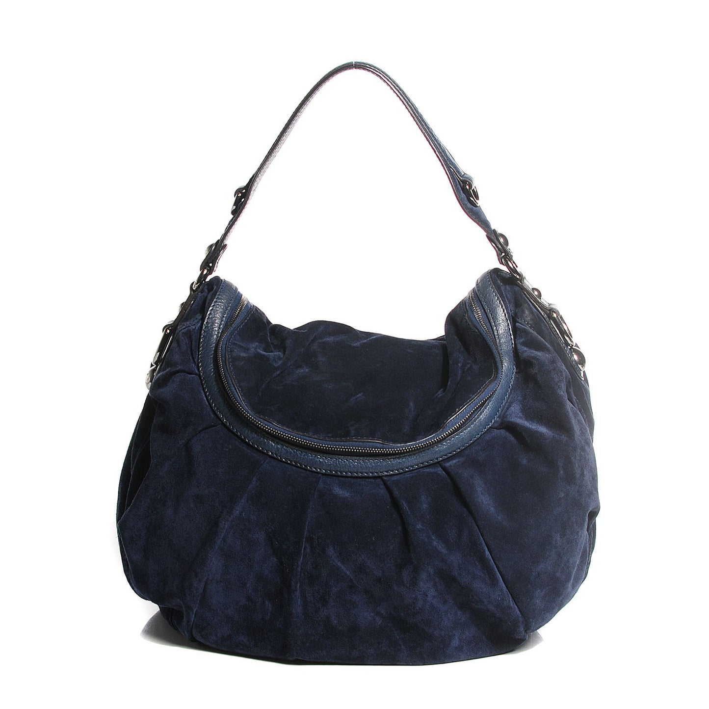 Suede Icon Bit Medium Shoulder Bag Navy