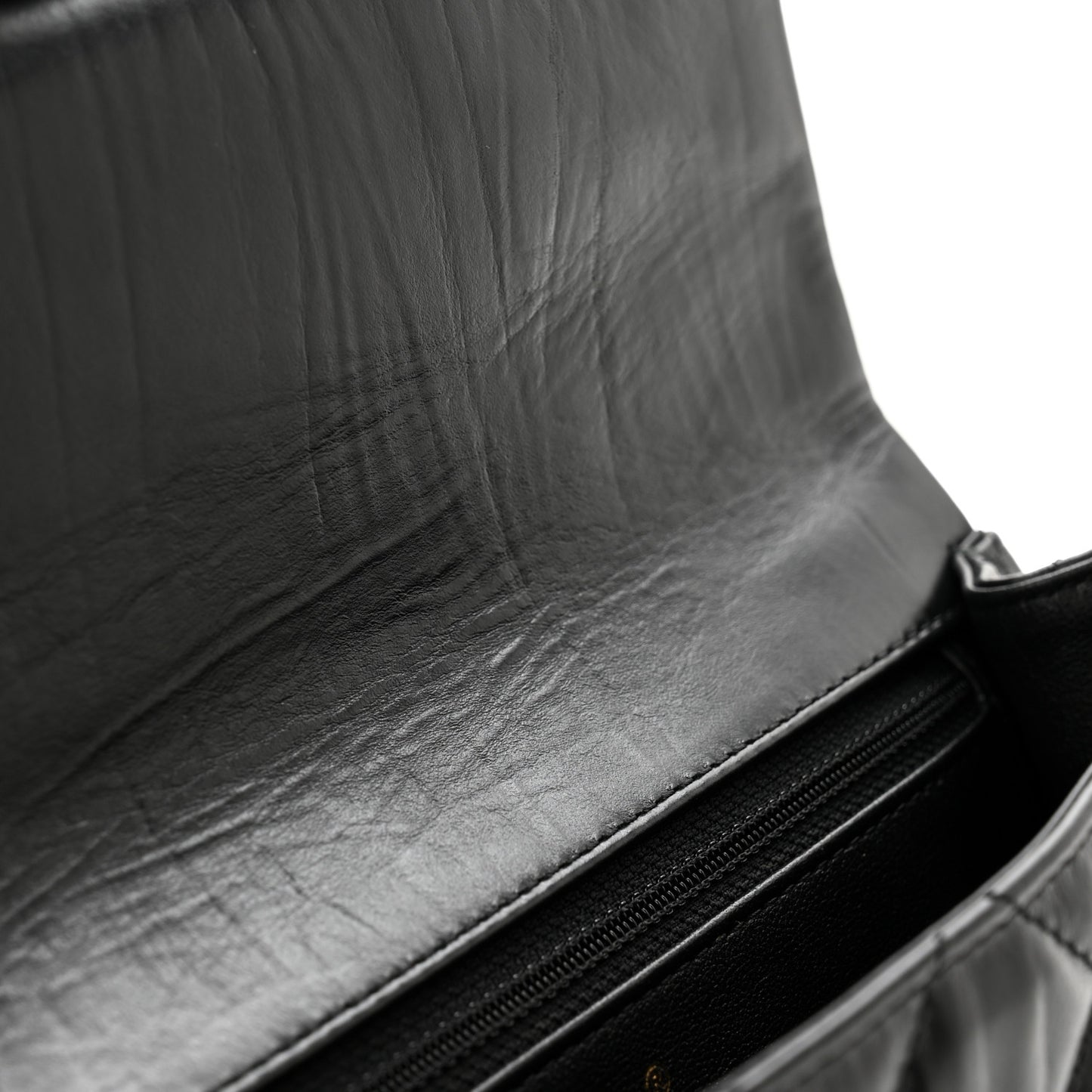 Crumpled Calfskin Quilted Clutch Black