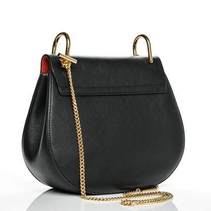 Chloe Suede Smooth Calfskin Drew Shoulder Bag Plaid Red Black 3 of 7