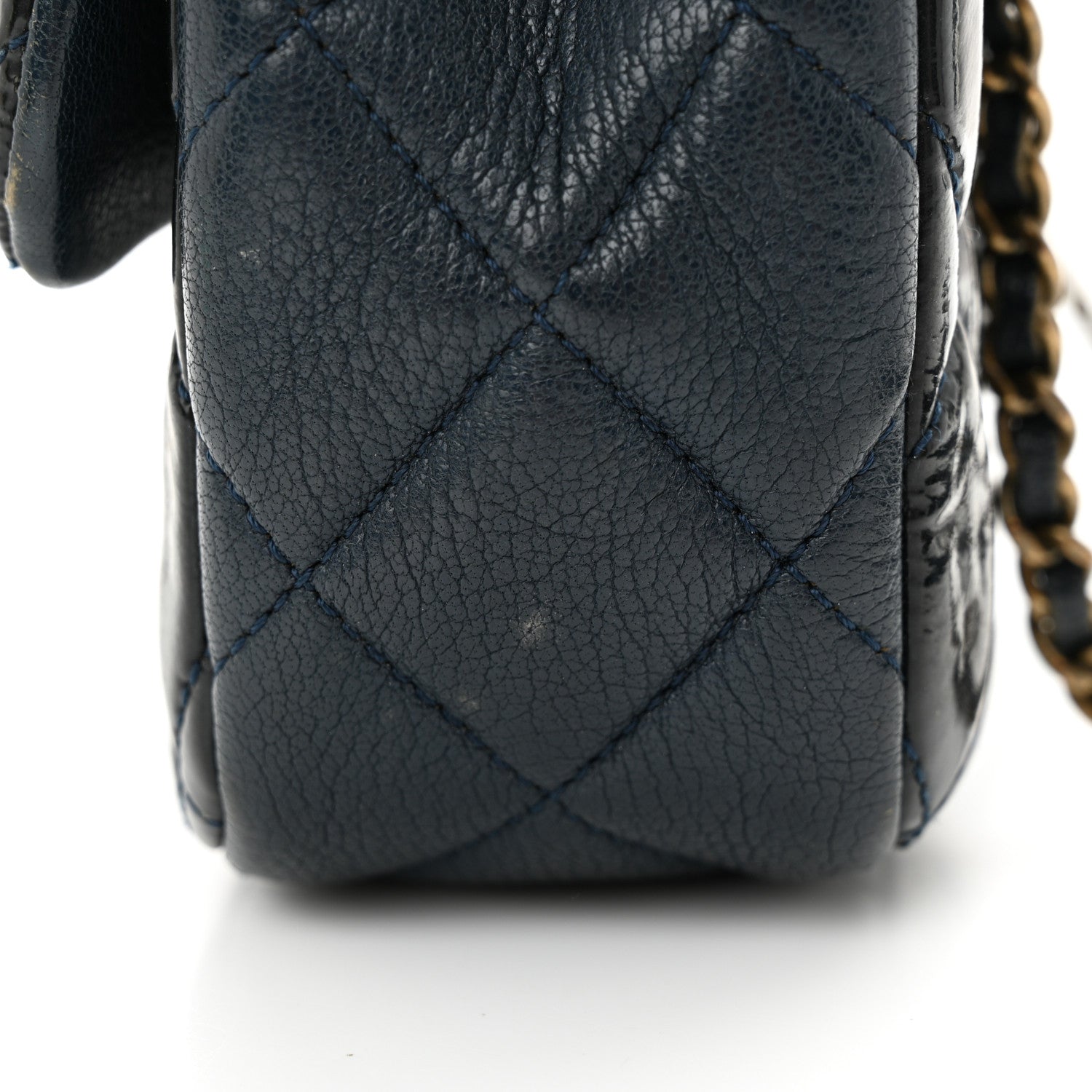 Chanel Patent Goatskin Quilted Medium CC Eyelet Flap Blue 12 of 12