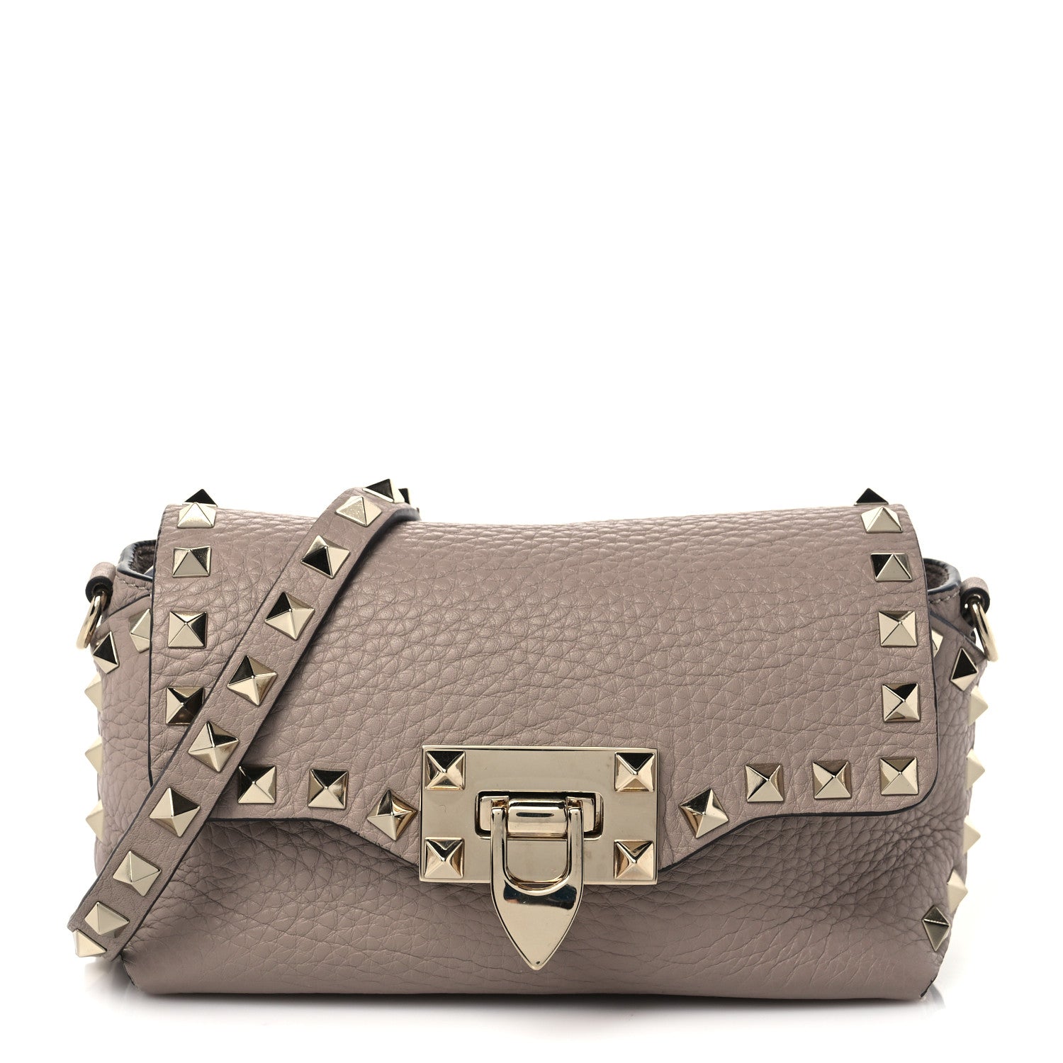 Valentino Garavani Pebbled Calfskin Mini Rockstud Crossbody Bag Poudre 1 of 8