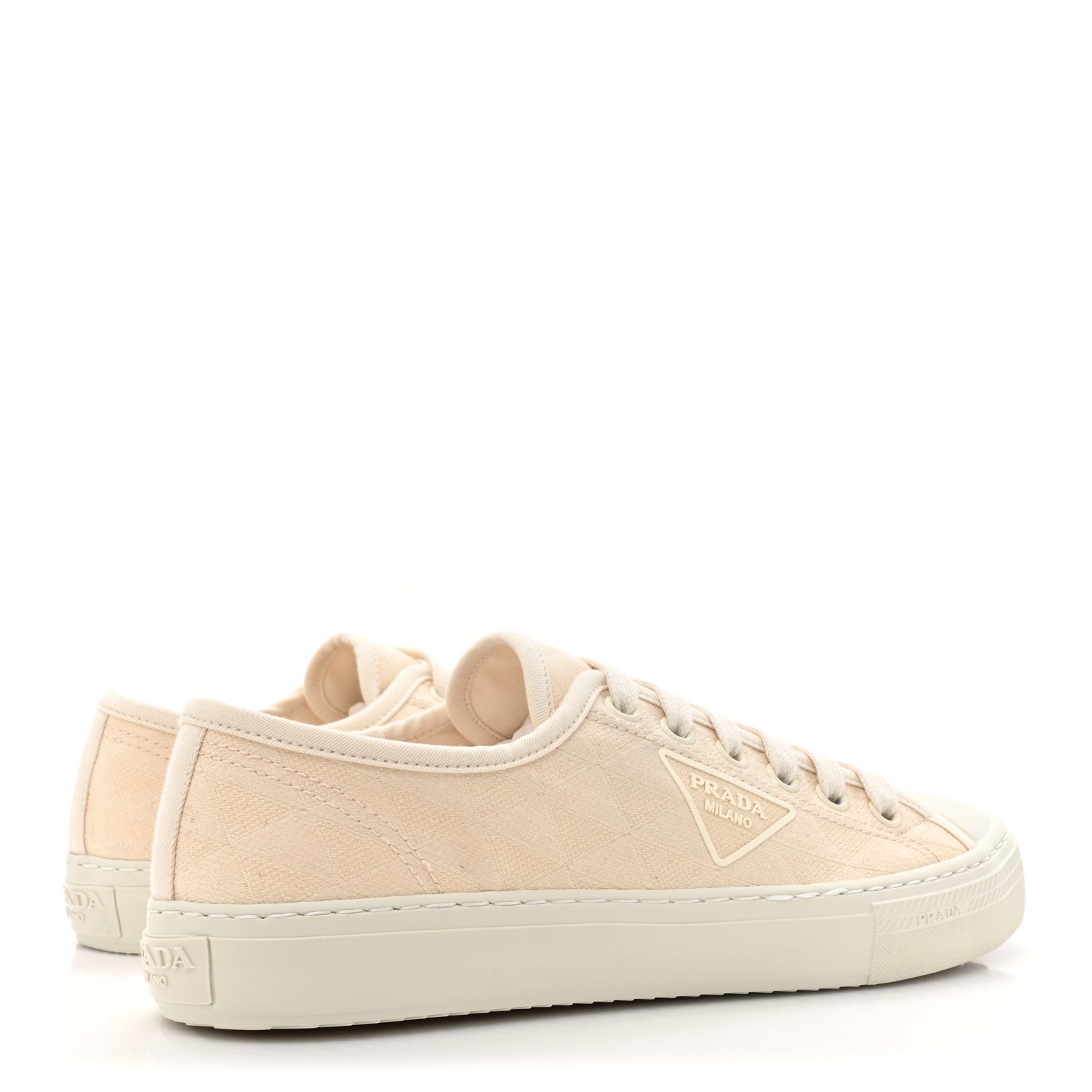Prada Cotton Printed Triangle Mens Sneakers 8.5 Naturale 5 of 10