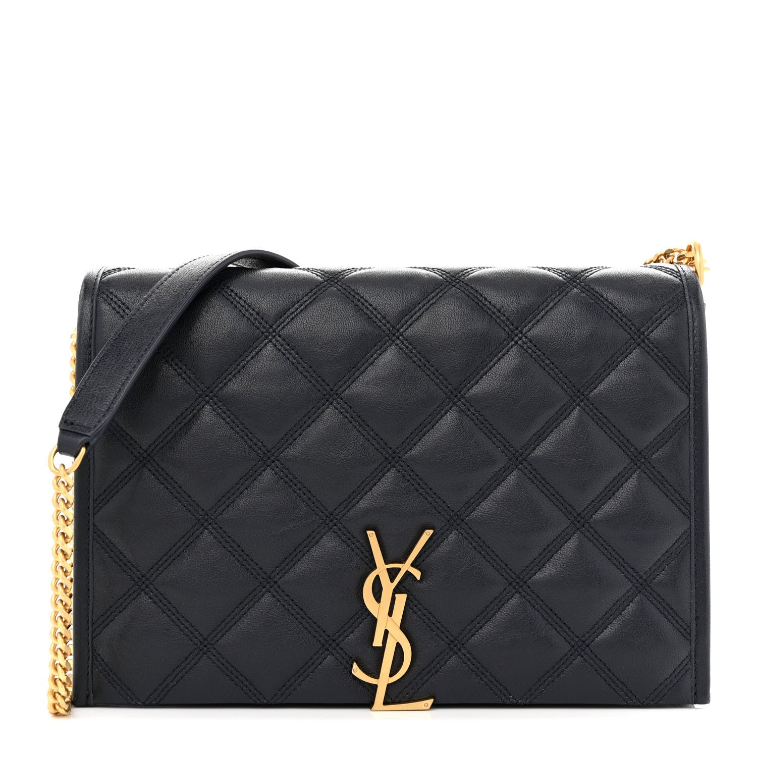 Saint Laurent Lambskin Quilted Mini Becky Chain Bag Deep Marine 1 of 11