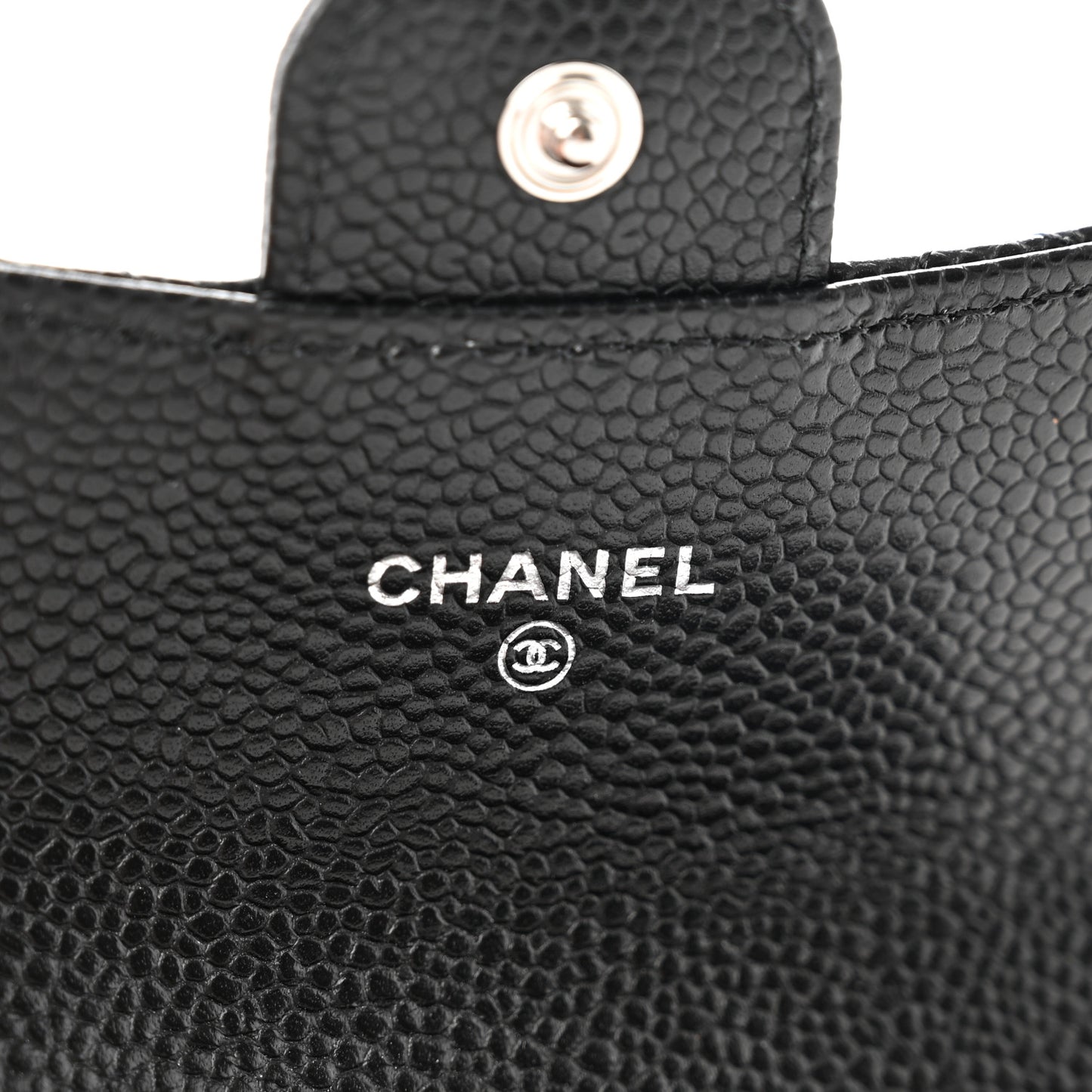 Caviar Quilted Flap Card Holder Wallet Black