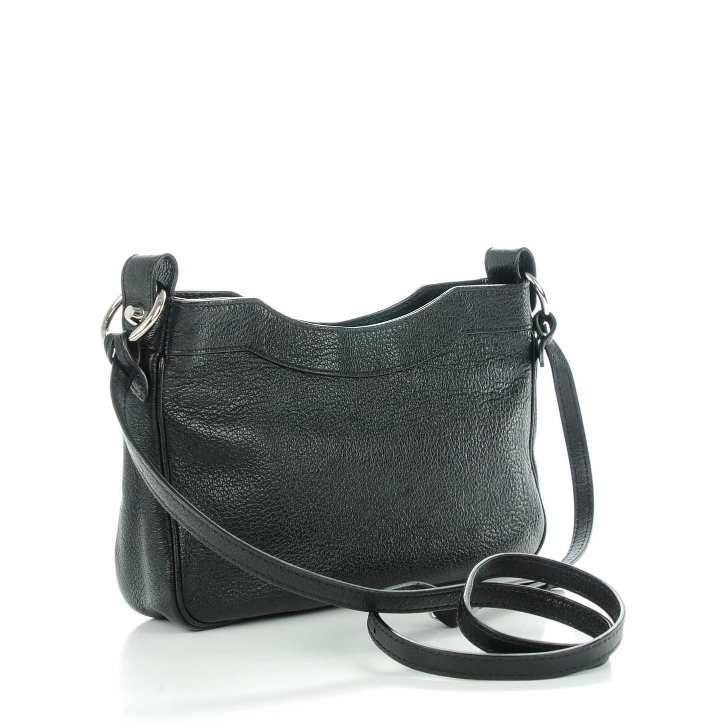 Chevre Silver Metallic Edge Hardware Hip Black