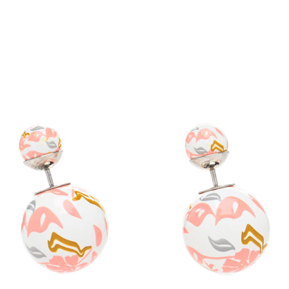 Christian Dior Printed Floral Mise En Dior Tribal Earrings Pink 1 of 4