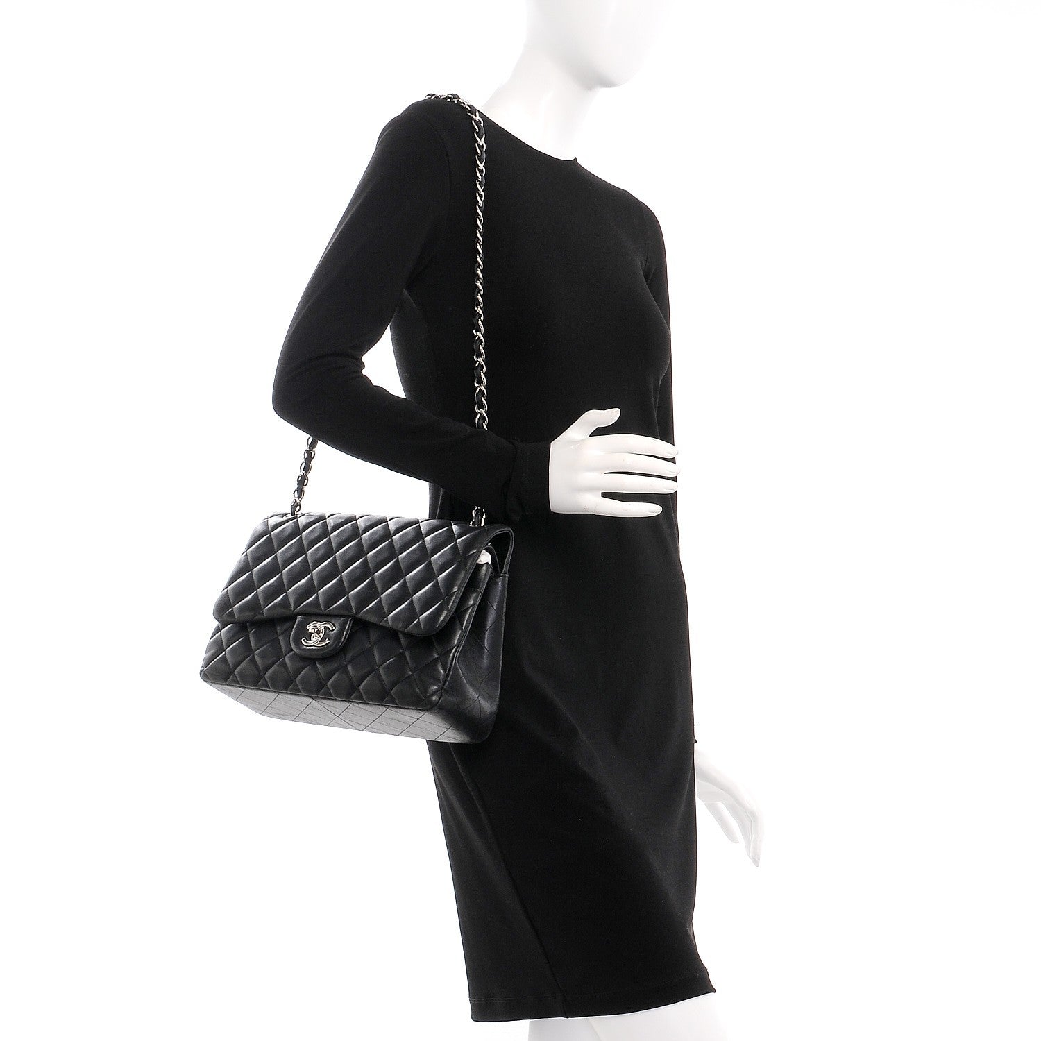Chanel Lambskin Quilted Jumbo Double Flap Black 2 of 8