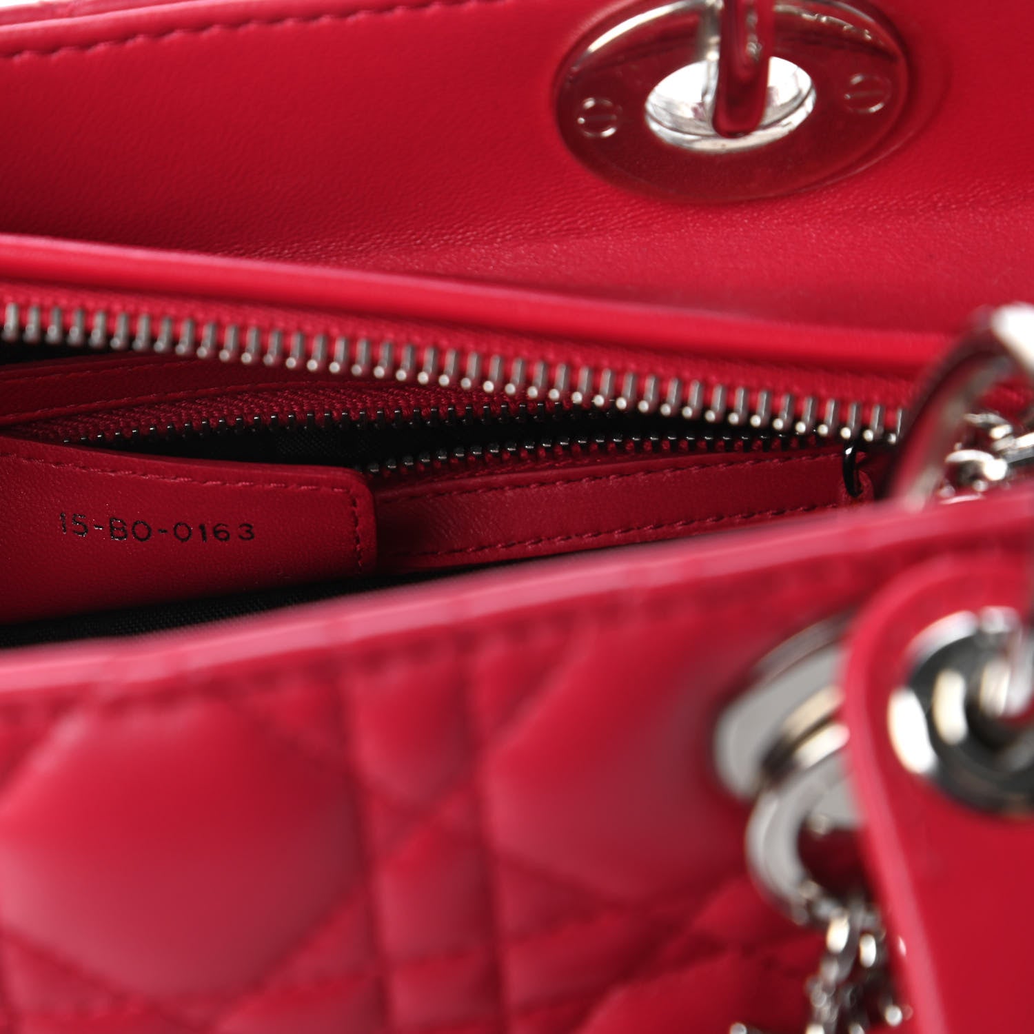 Christian Dior Lambskin Cannage Medium Lady Dior Fuchsia 9 of 10