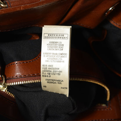 Burberry Bridle Calfskin House Check Large Whipstitch Tote Dark Tan 10 of 11