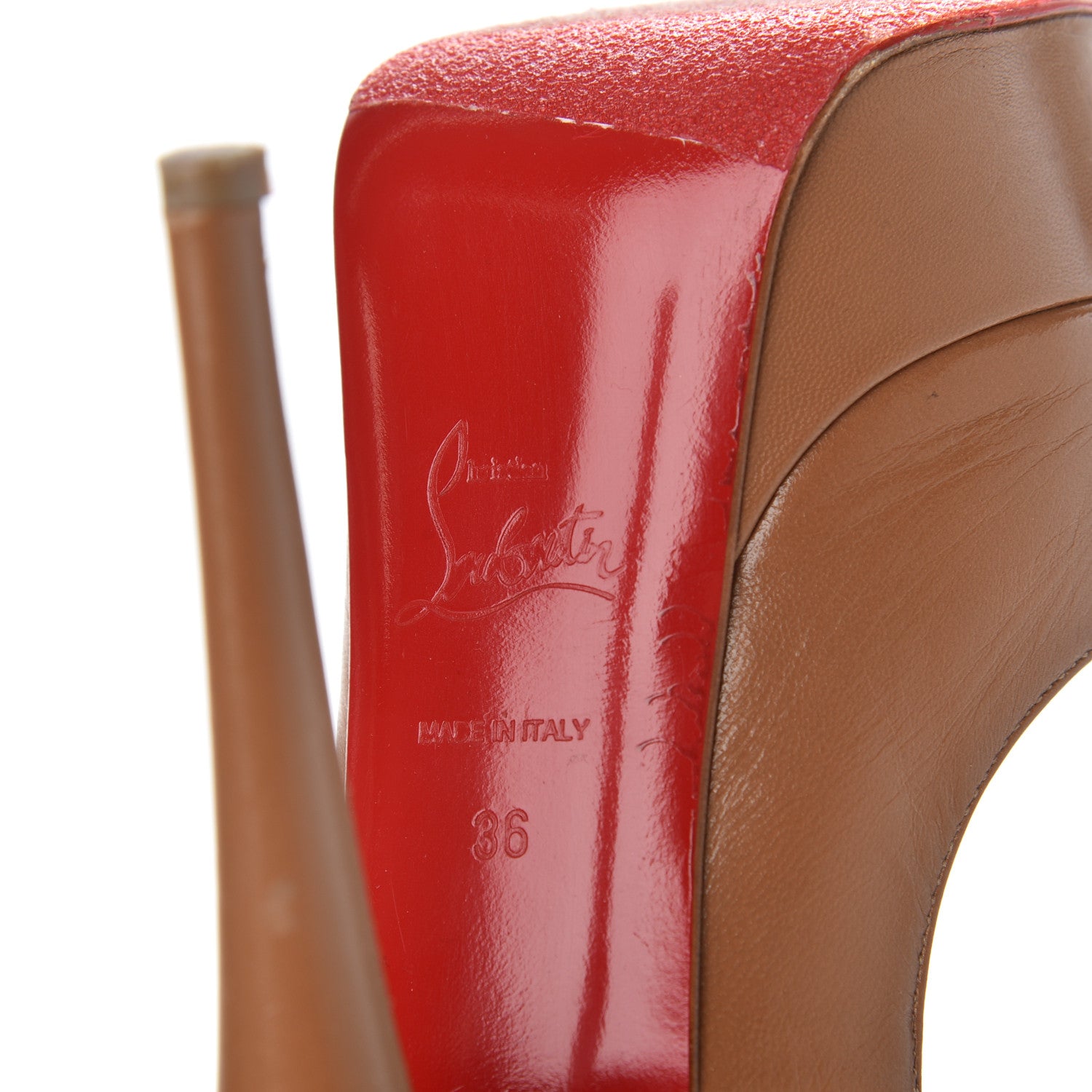 Christian Louboutin Calfskin Lady Peep 150 Pumps 36 Safari 7 of 25