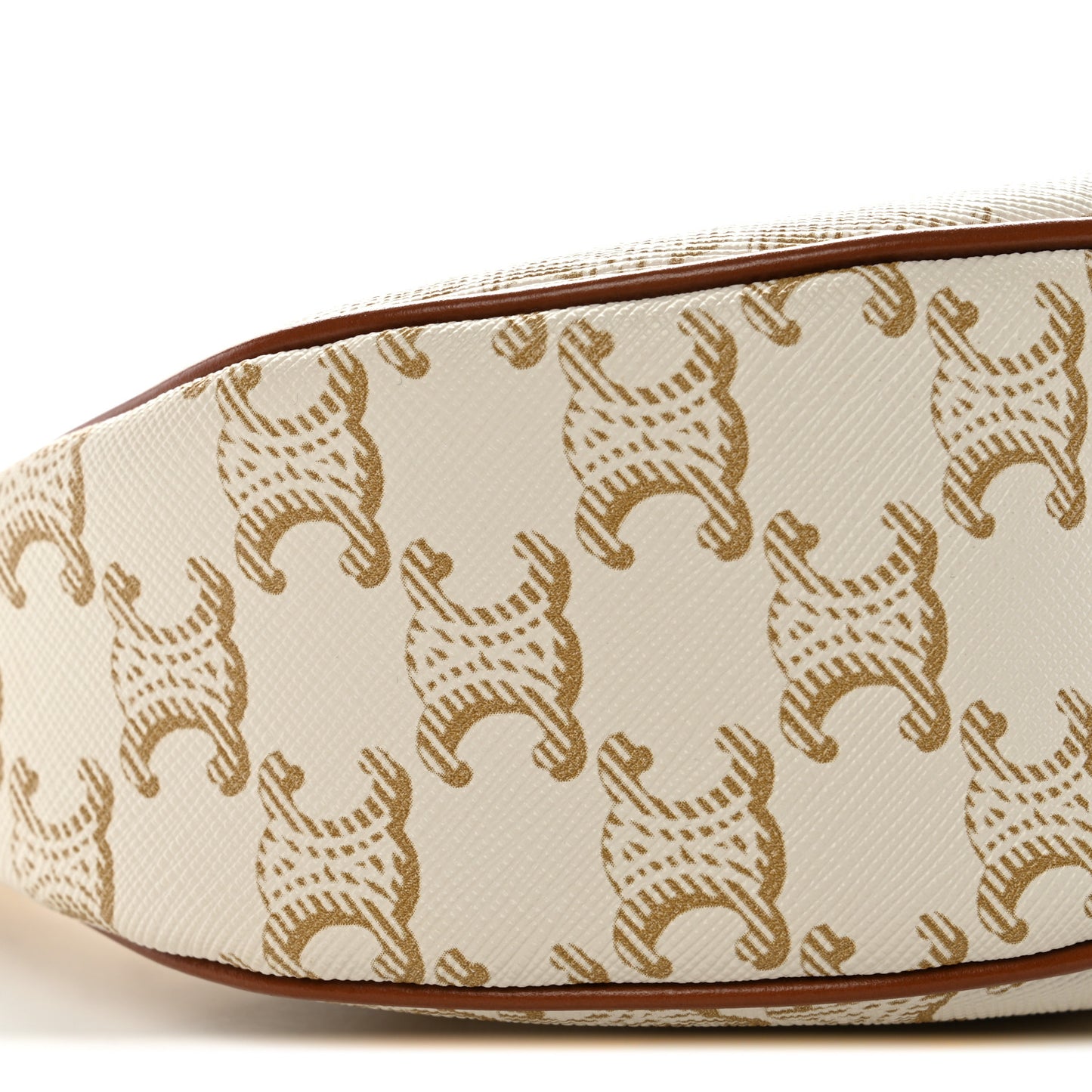 Canvas Calfskin Ava Triomphe Shoulder Bag White