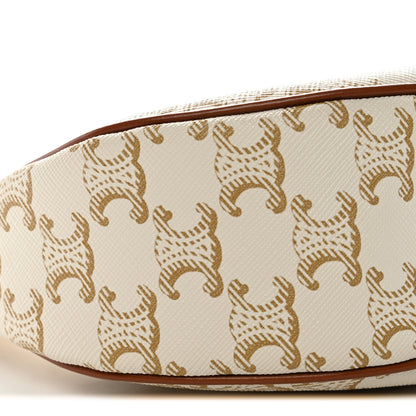 Celine Canvas Calfskin Ava Triomphe Shoulder Bag White 9 of 10