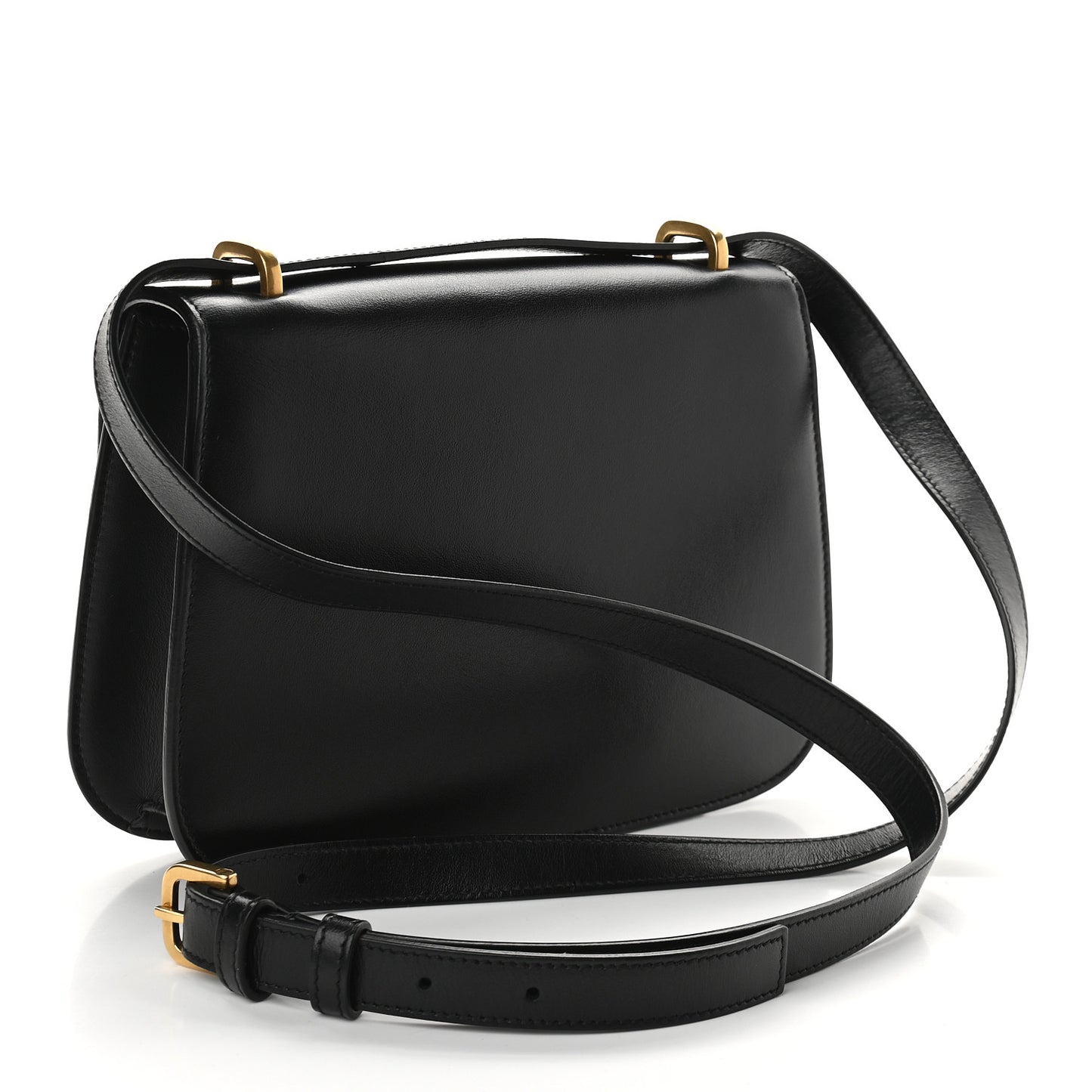 Smooth Calfskin Small Spontini Saddle Bag Black