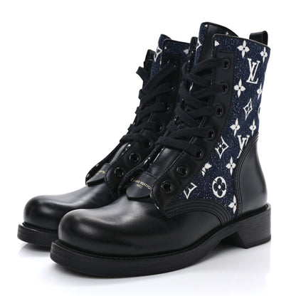 Louis Vuitton Denim Calfskin Metropolis Flat Ranger Boot 38 3 of 7
