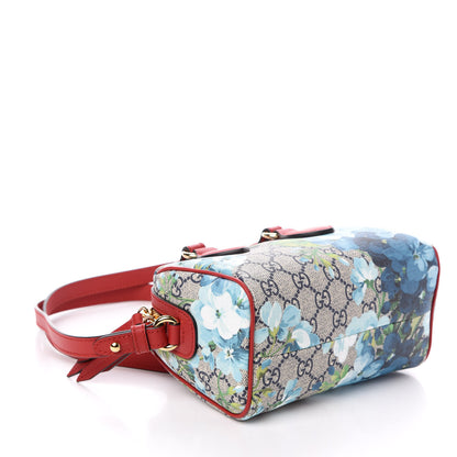 Gucci GG Supreme Monogram Blooms Mini Boston Navy Blue Hibiscus 4 of 8