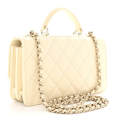 Chanel Lambskin Quilted Trendy CC Dual Handle Clutch With Chain Light Beige 3 of 12
