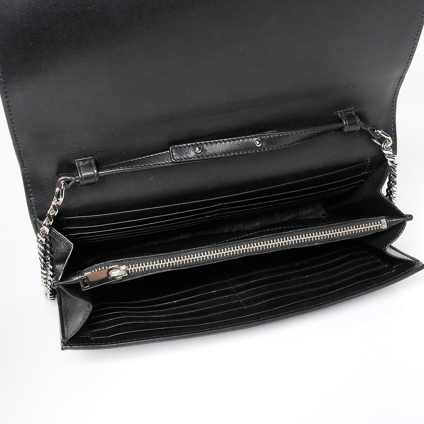 Lambskin Crocodile Embossed Classic Paris Chain Wallet Black