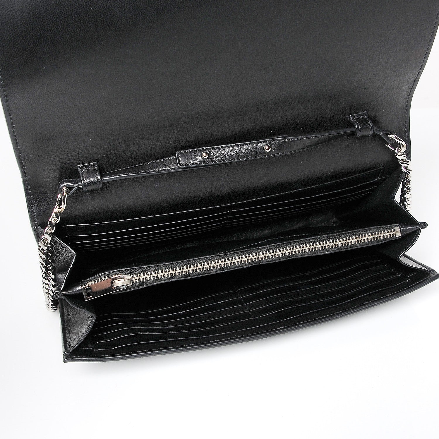 Saint Laurent Lambskin Crocodile Embossed Classic Paris Chain Wallet Black 5 of 7