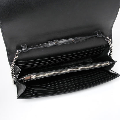 Saint Laurent Lambskin Crocodile Embossed Classic Paris Chain Wallet Black 5 of 7