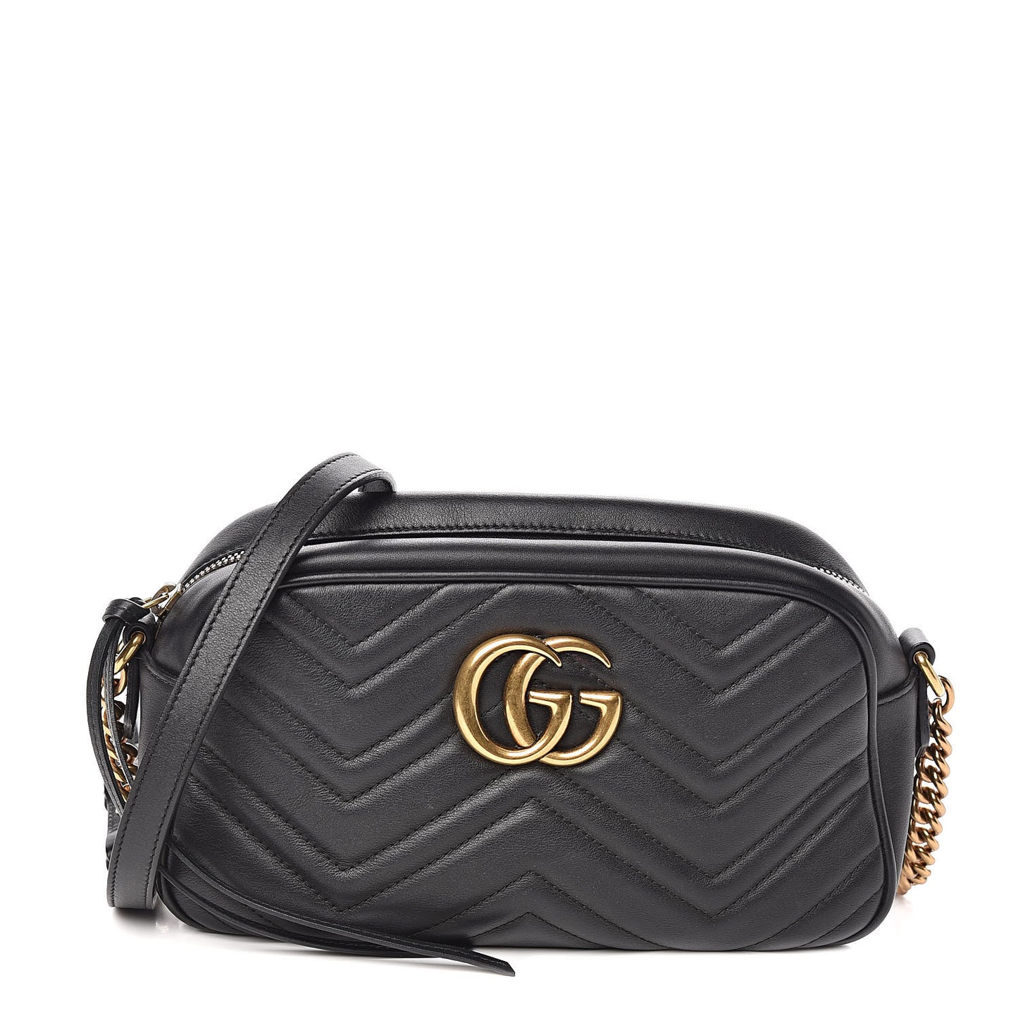 Calfskin Matelasse Small GG Marmont Chain Shoulder Bag Black
