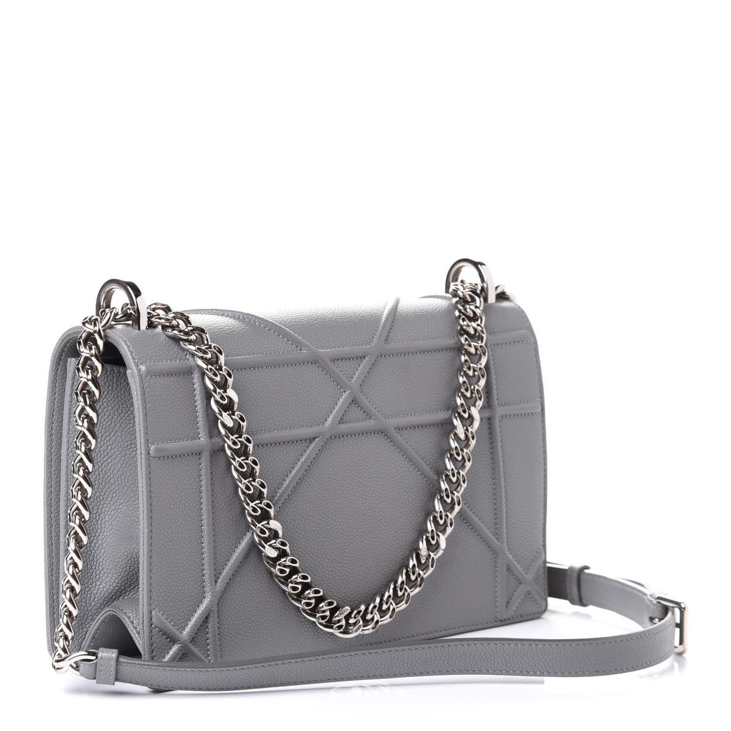 Grained Calfskin Medium Diorama Flap Bag Gris