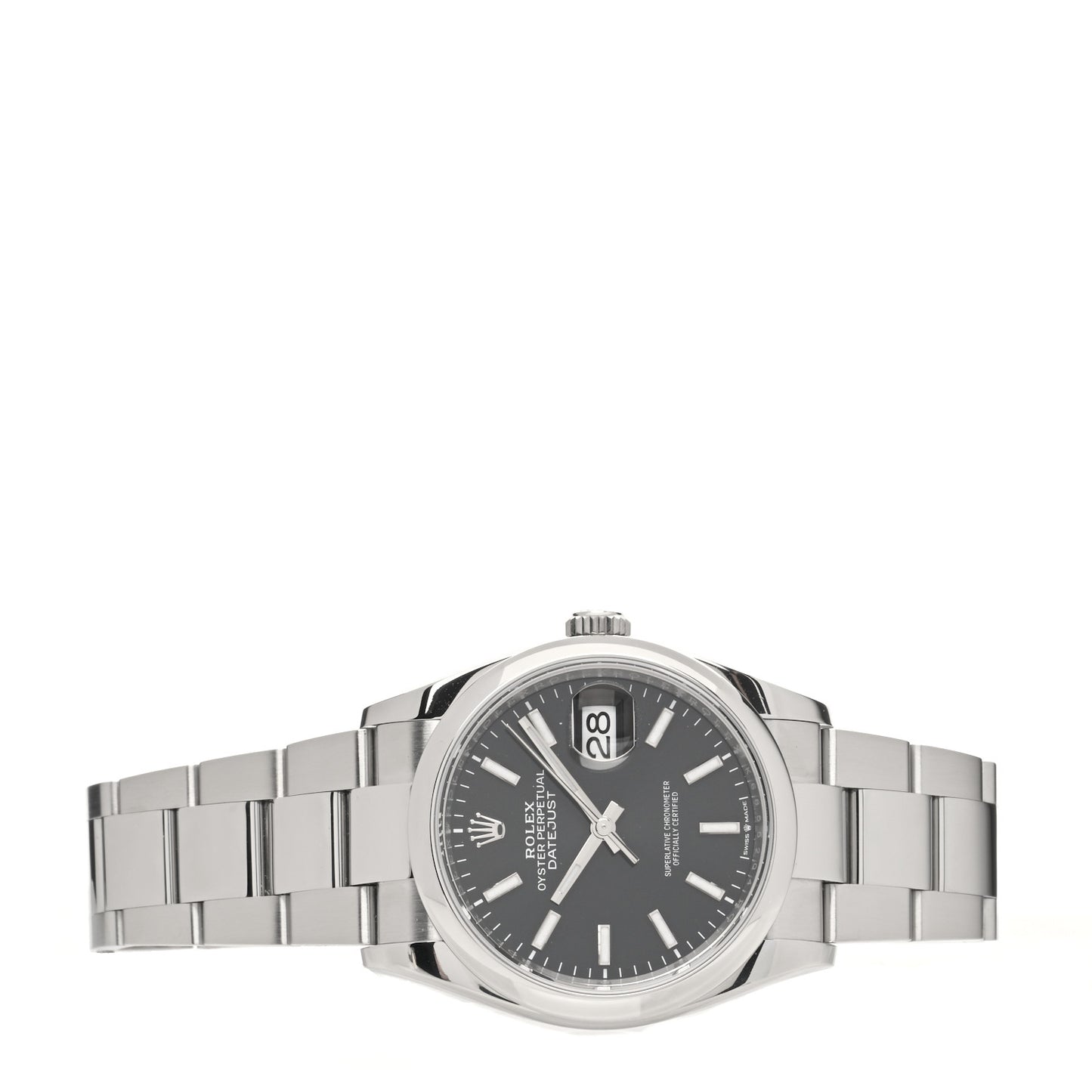Stainless Steel 36mm Oyster Perpetual Datejust Watch Bright Black 126200
