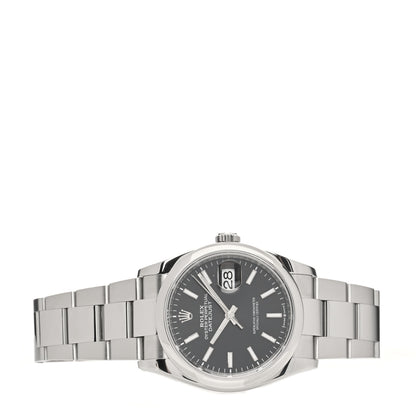 Rolex Stainless Steel 36mm Oyster Perpetual Datejust Watch Bright Black 126200 2 of 5