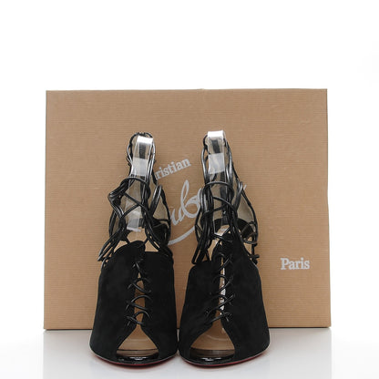 Christian Louboutin Suede Kid Confusina 100 Peep Toe Pumps 38 Black 7 of 9