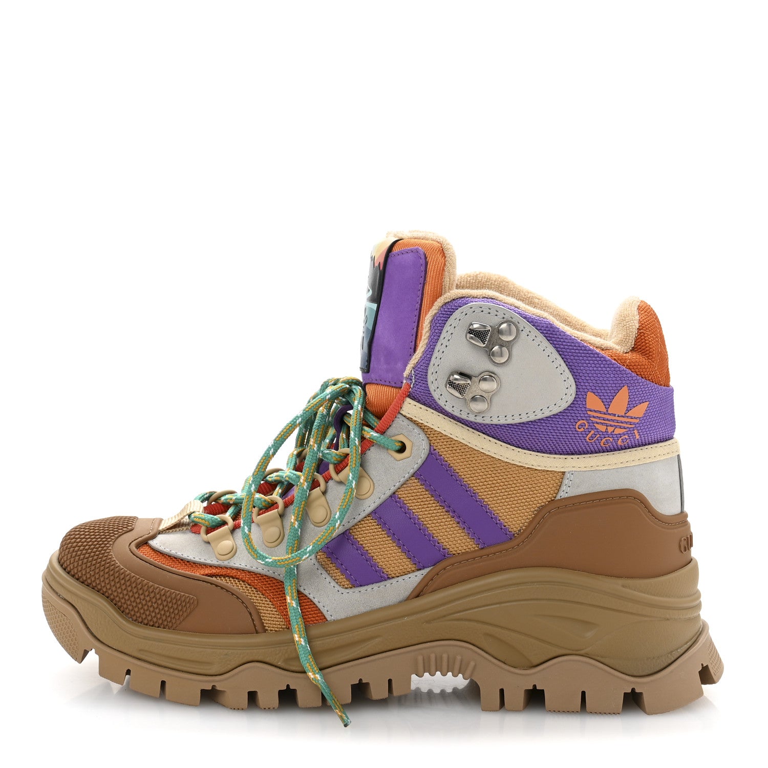 Gucci X ADIDAS Mesh Technical Canvas Suede Womens Lace Up Boots 37 Brown Purple 1 of 10
