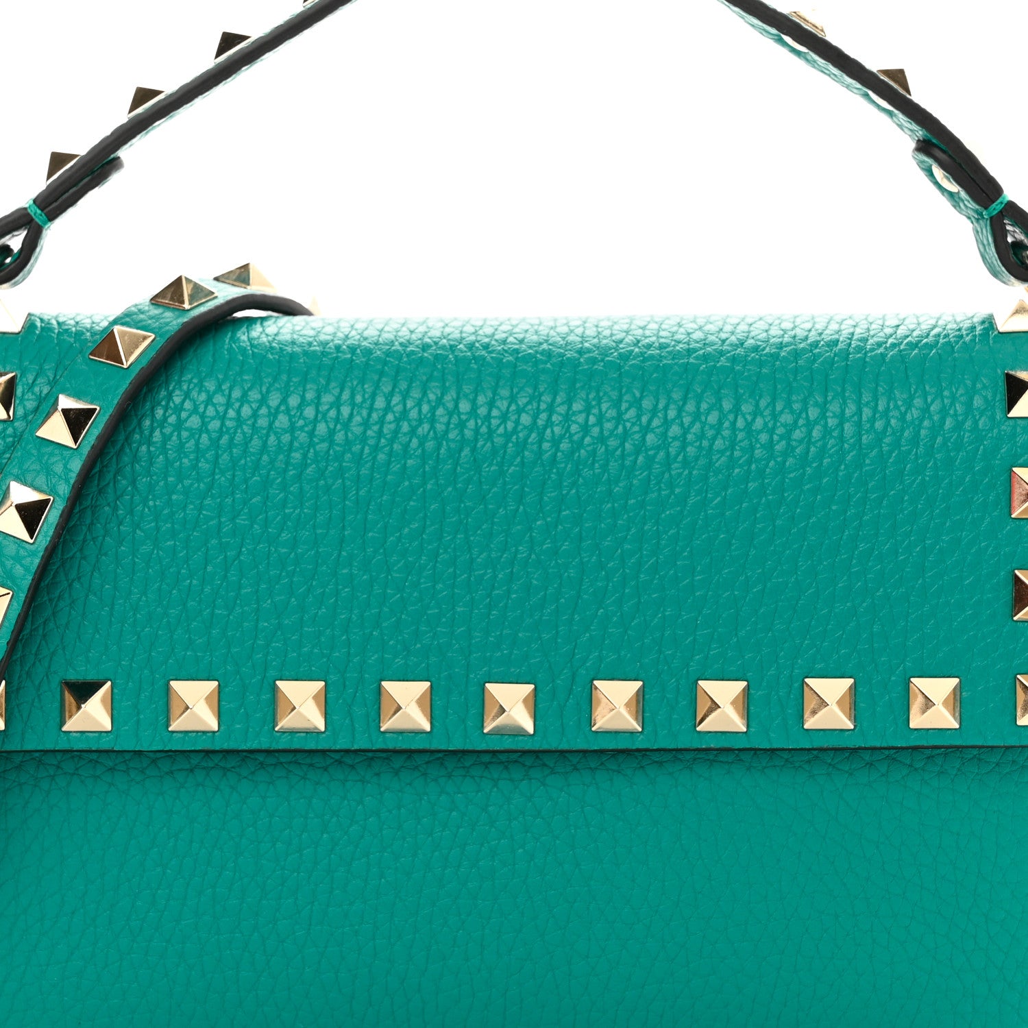 Valentino Garavani Grainy Calfskin Rockstud Crossbody Pouch Ultra Marine Green 7 of 10