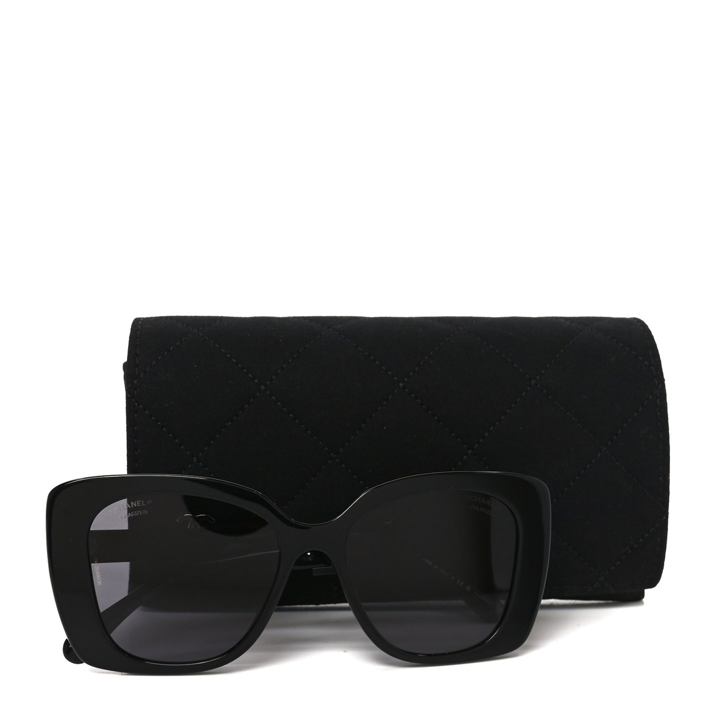 Acetate Strass Polarized Square Sunglasses 5422-B Black Black