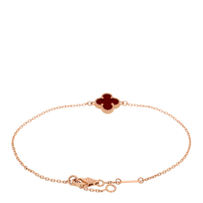 Van Cleef & Arpels 18K Rose Gold Carnelian Sweet Alhambra Bracelet 2 of 5