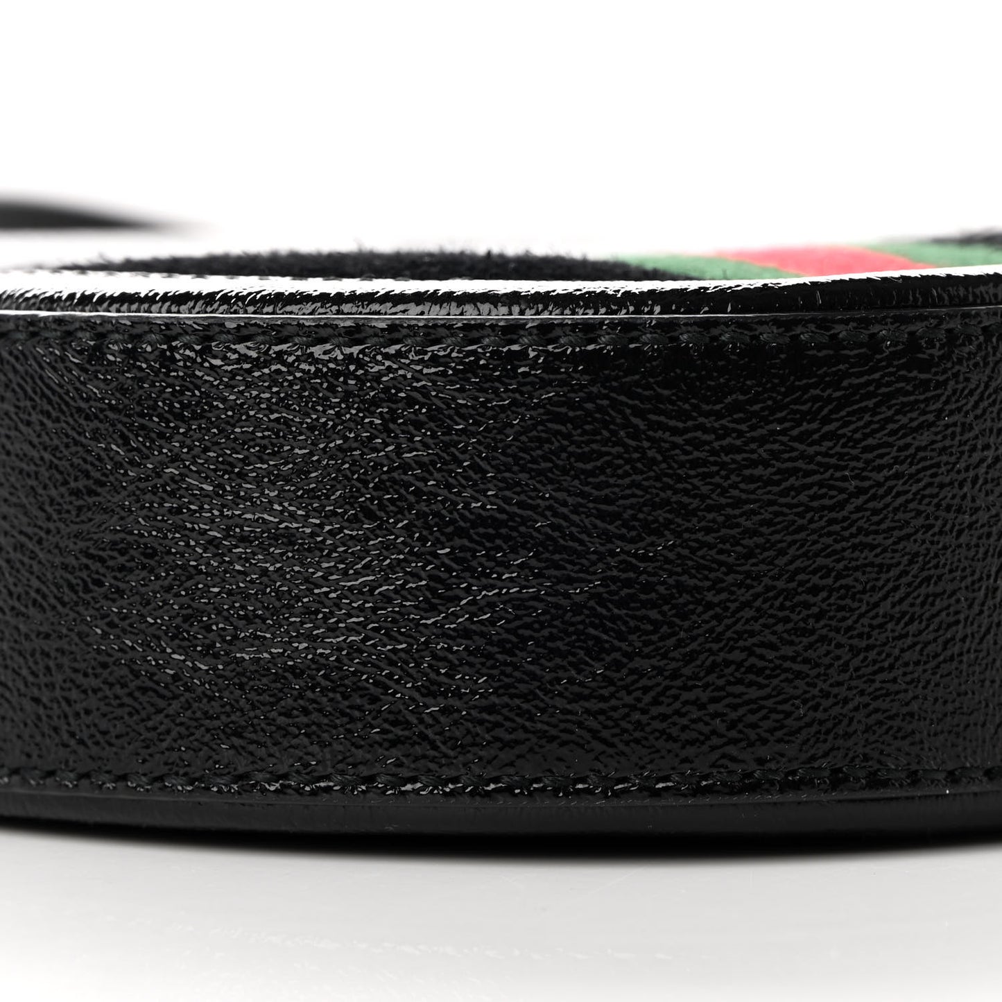 Suede Patent Web Mini Ophidia Round Shoulder Bag Black