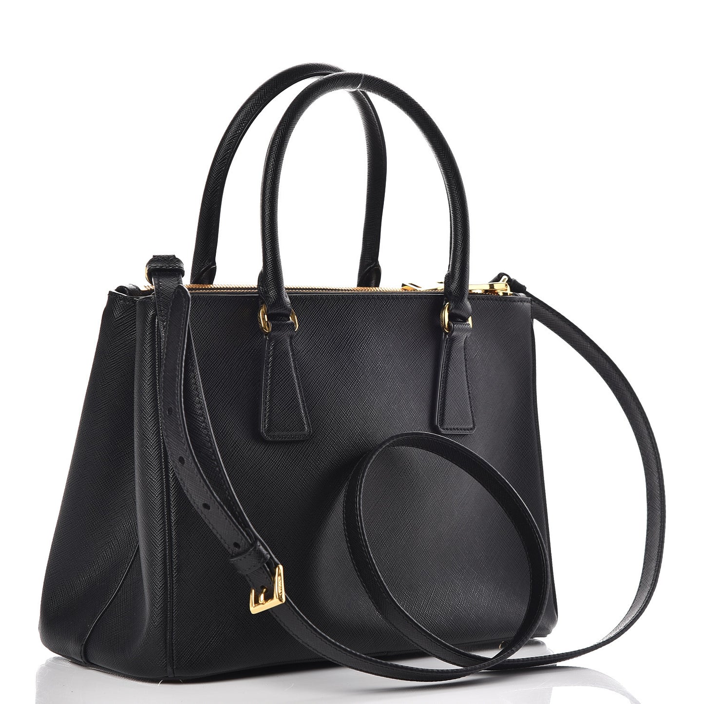 Saffiano Small Galleria Double Zip Tote Black