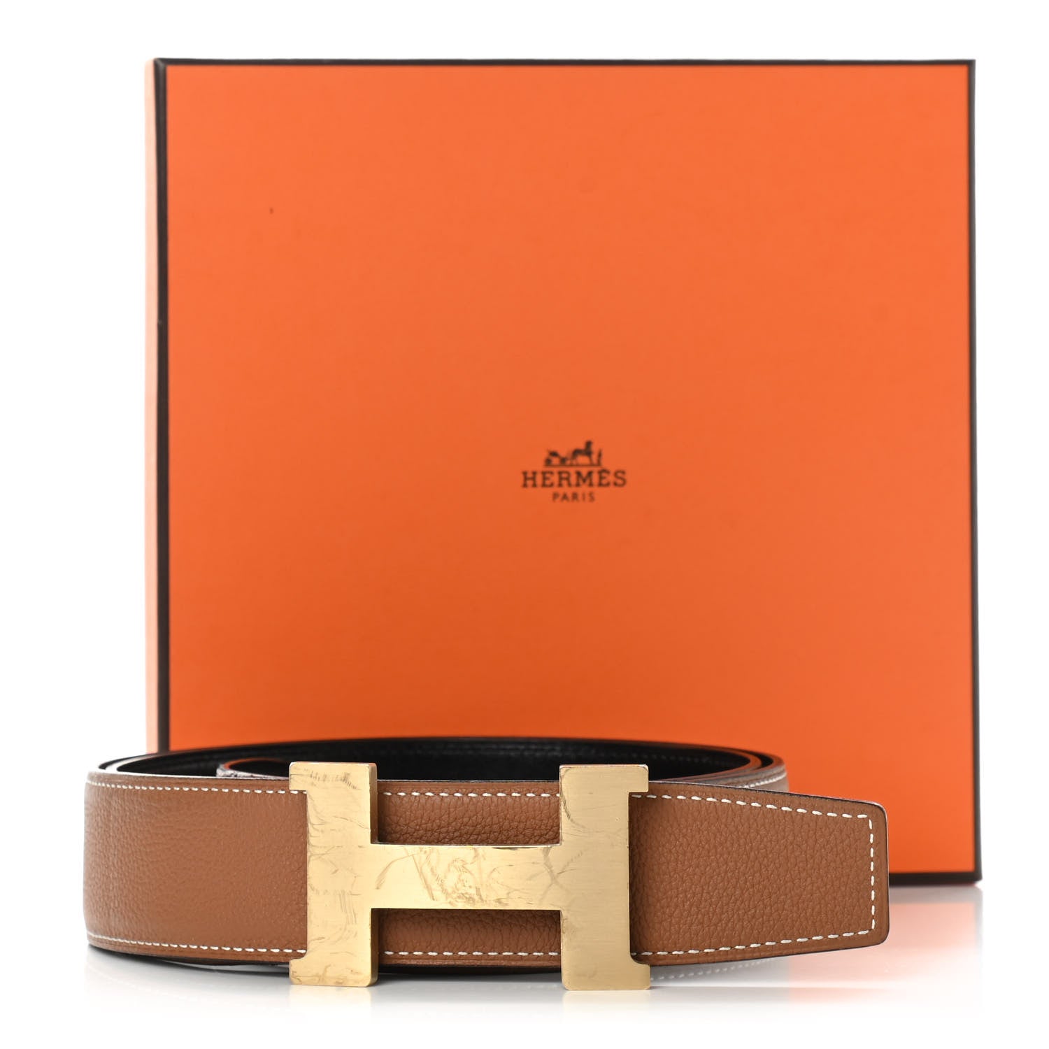 Hermes Box Togo 42mm Constance 2 Belt 100 Black Gold 7 of 10