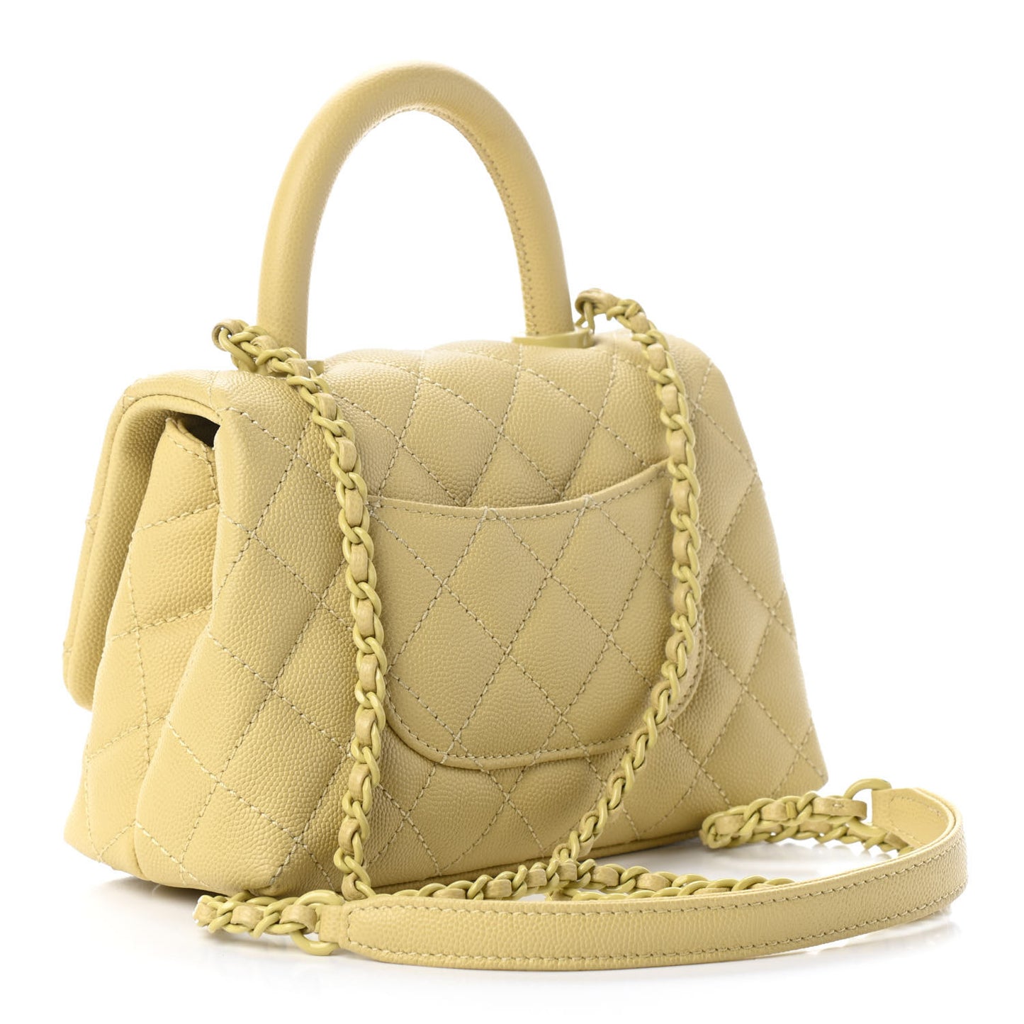 Caviar Quilted Incognito Extra Mini Coco Handle Flap Light Yellow