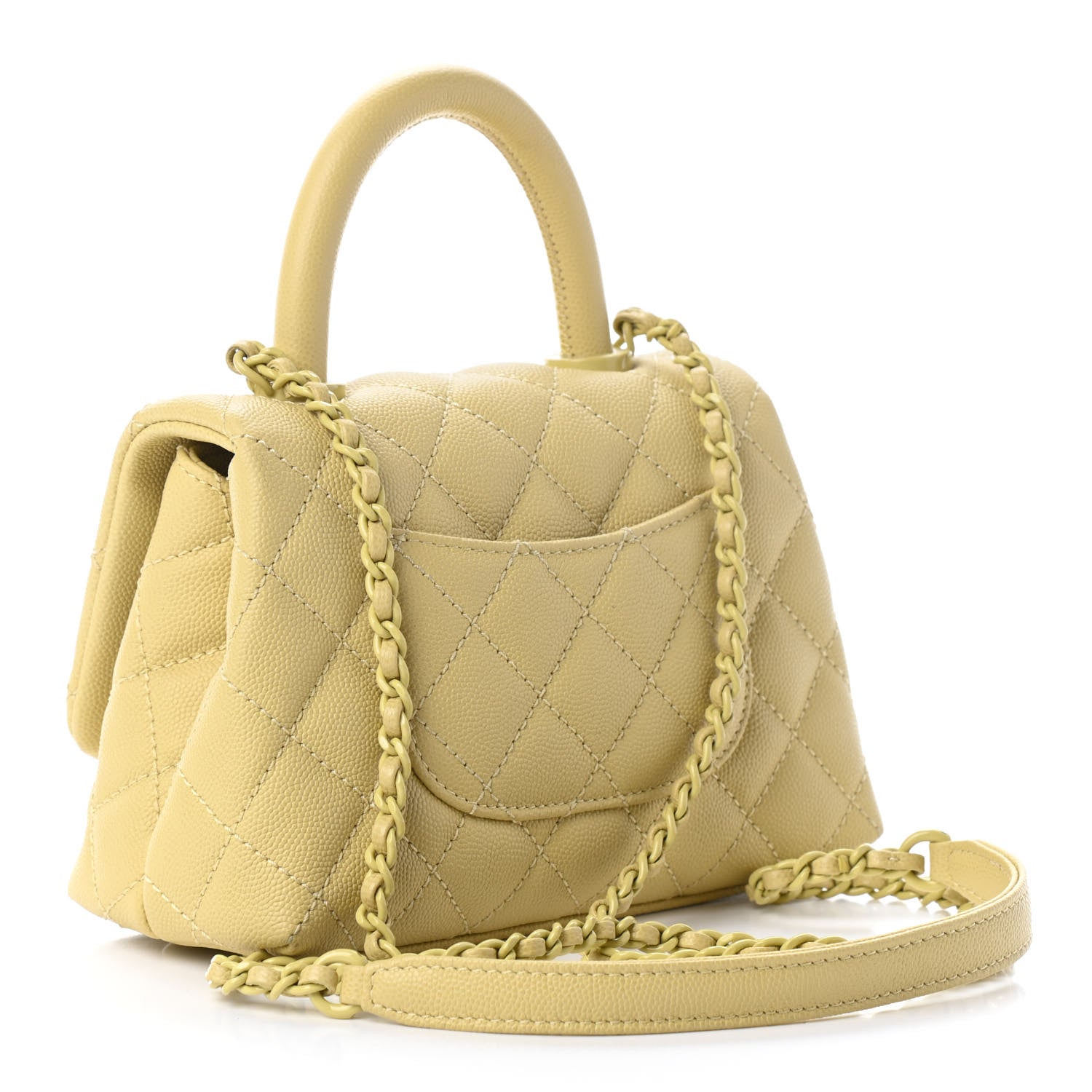 Chanel Caviar Quilted Incognito Extra Mini Coco Handle Flap Light Yellow 3 of 9