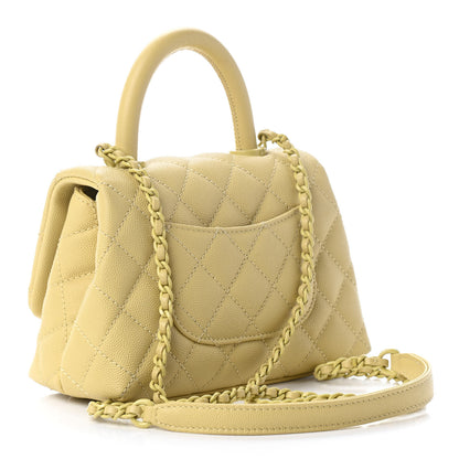 Chanel Caviar Quilted Incognito Extra Mini Coco Handle Flap Light Yellow 3 of 9