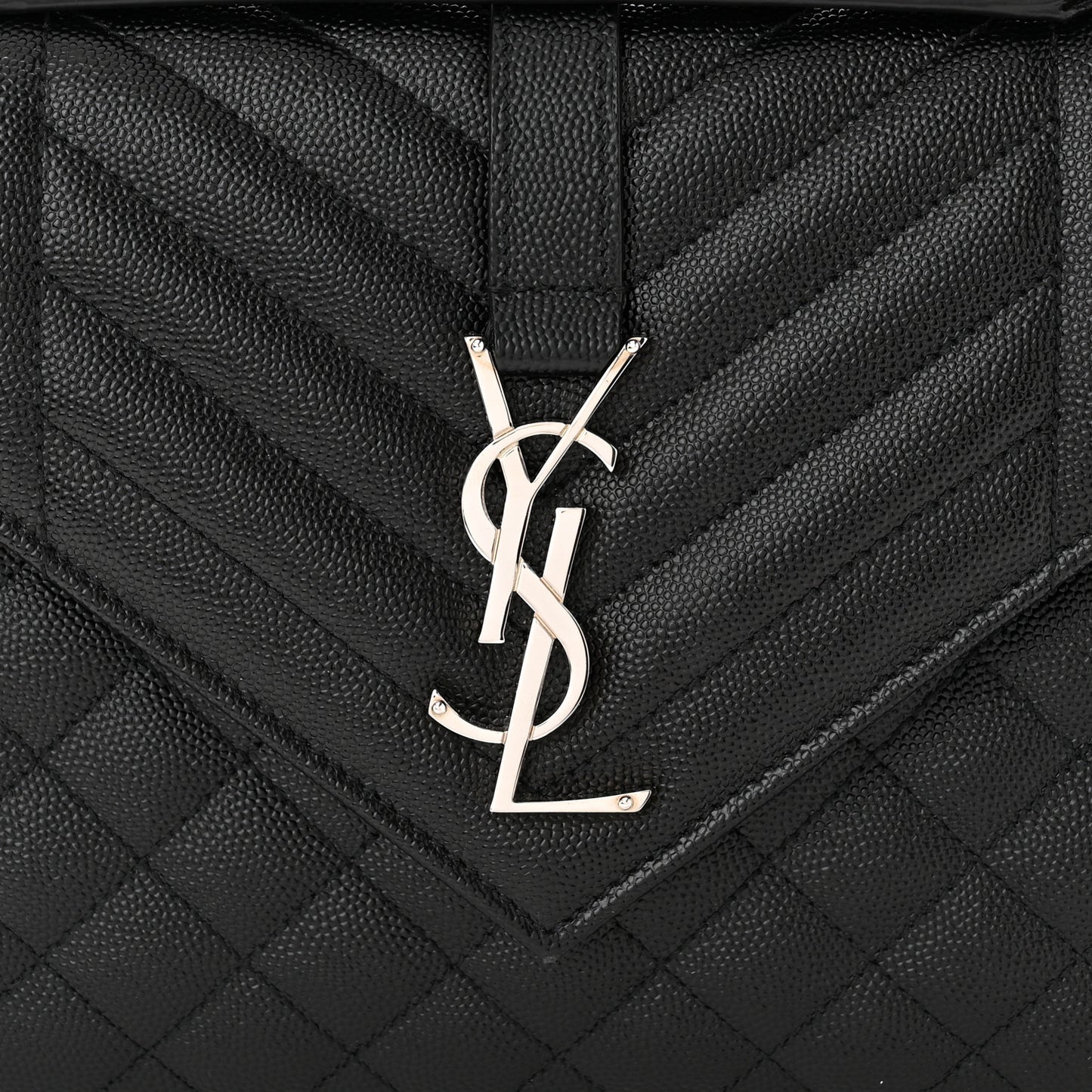 Grain De Poudre Textured Mixed Matelasse Triquilt Medium Monogram Satchel Black