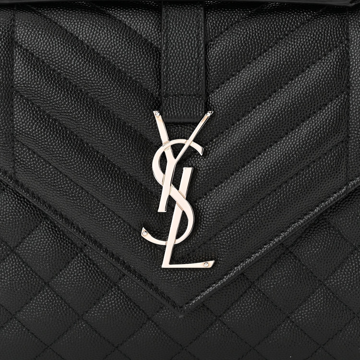 Saint Laurent Grain De Poudre Textured Mixed Matelasse Triquilt Medium Monogram Satchel Black 8 of 10