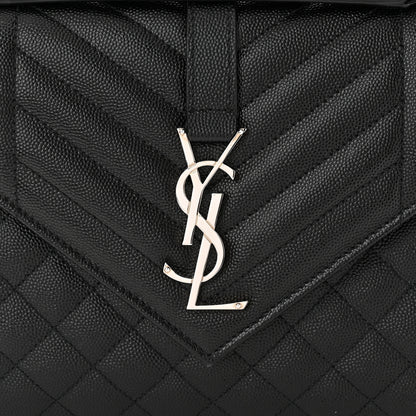 Saint Laurent Grain De Poudre Textured Mixed Matelasse Triquilt Medium Monogram Satchel Black 8 of 10