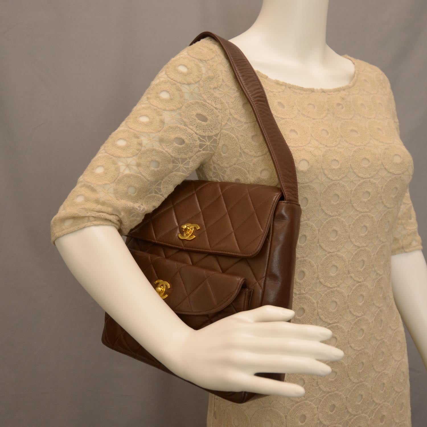 Chanel Lambskin Quilted Flap Shoulder Bag Brown 2 of 8