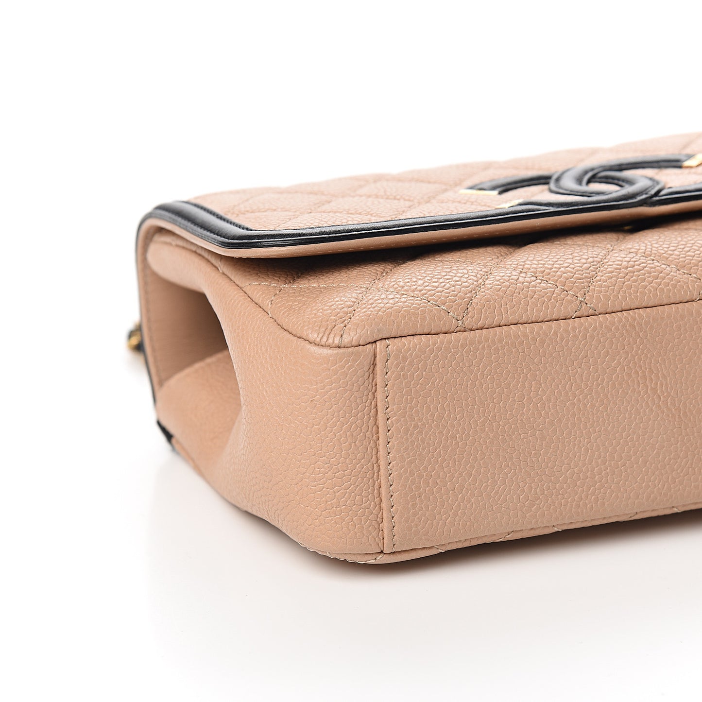 Caviar Quilted Small CC Filigree Flap Beige Black