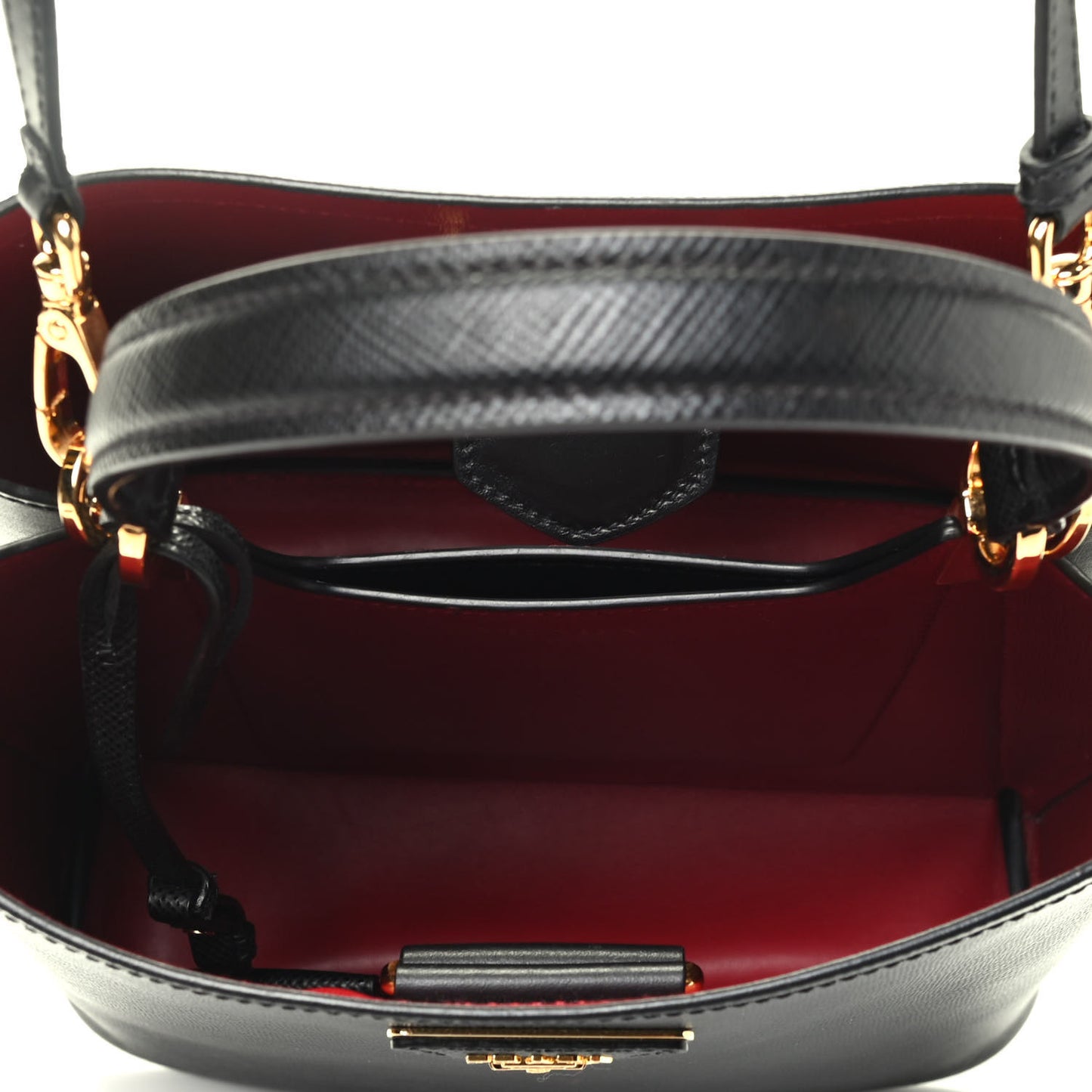 Saffiano Cuir Medium Panier Bucket Bag Black Fuoco