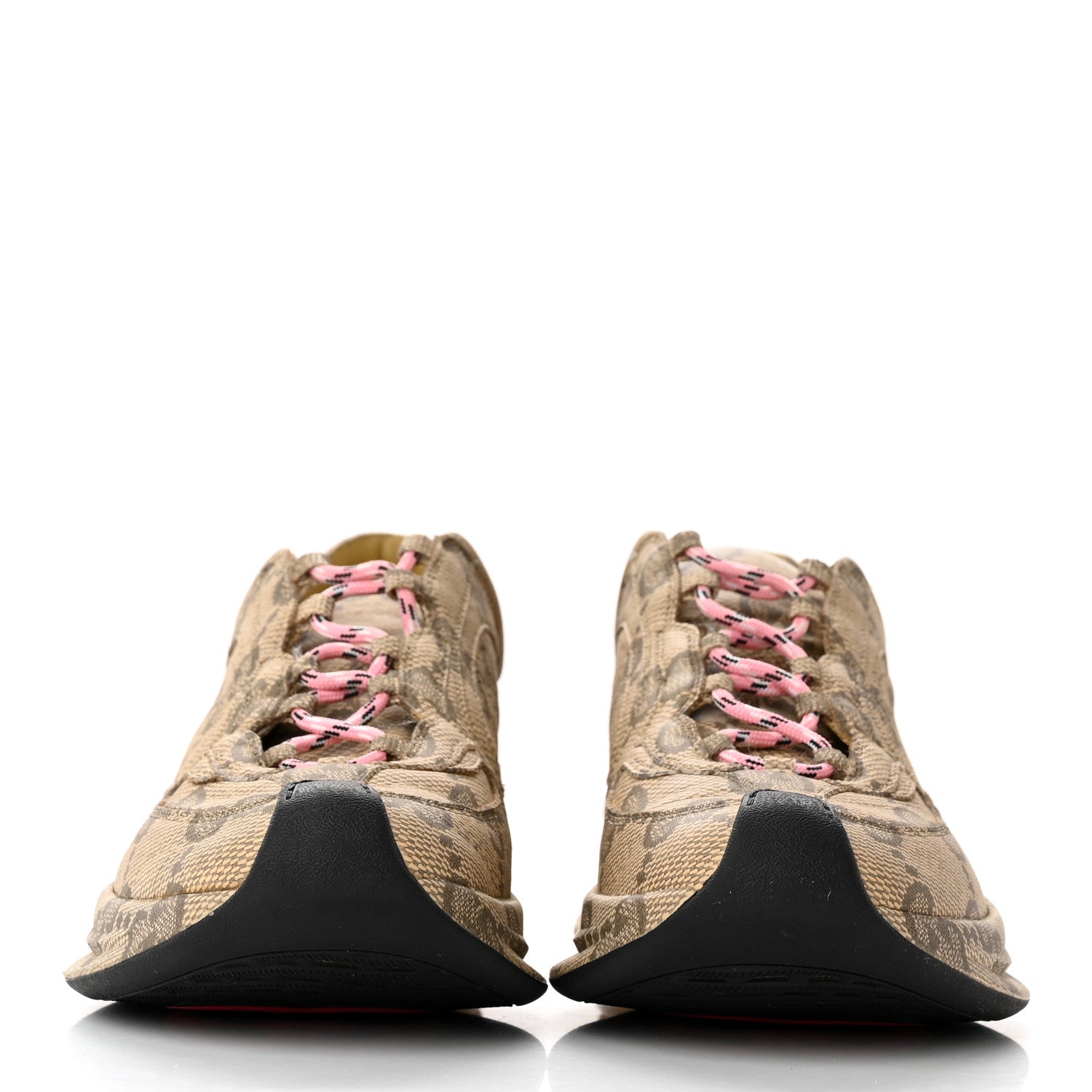 Gucci Ultralight Plume Calfskin Monogram Printed Womens Gucci Run Sneakers 37.5 Beige Ebony 2 of 8